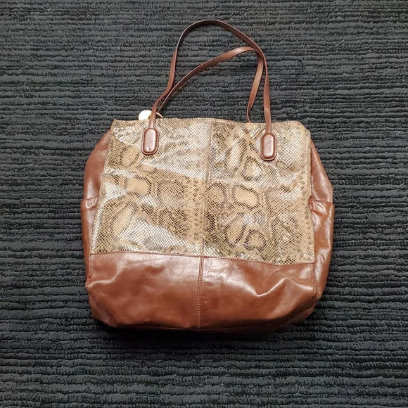 Hobo International Brown Finely Tote Autumn Python Bag - Picture 2 of 9